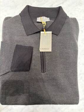 NEW CANALI men's quarter zip sweater in grey